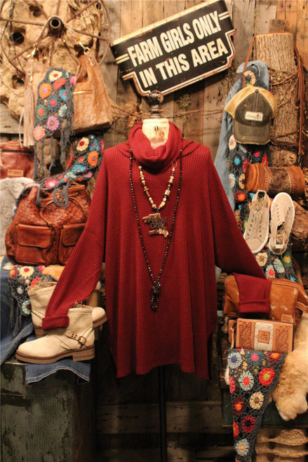 Daydreamer Dark Burgundy Tunic Top