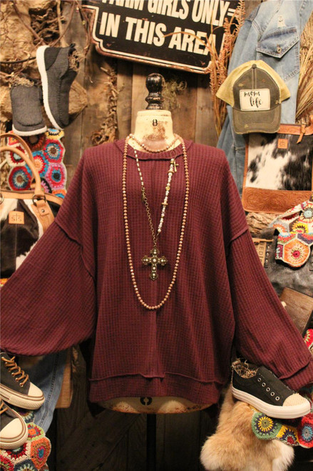 Down The Line Eggplant Oversized Tunic Top