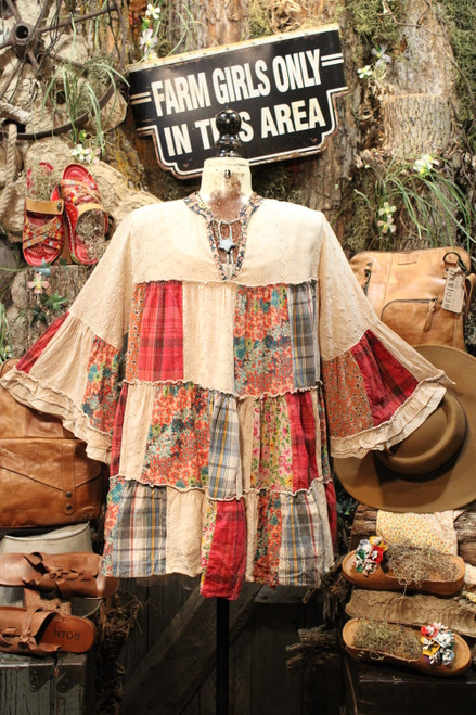 History Latte Patchwork Tunic Top