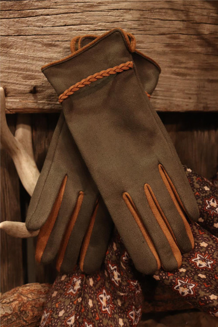 Roped In Olive Touchscreen Gloves