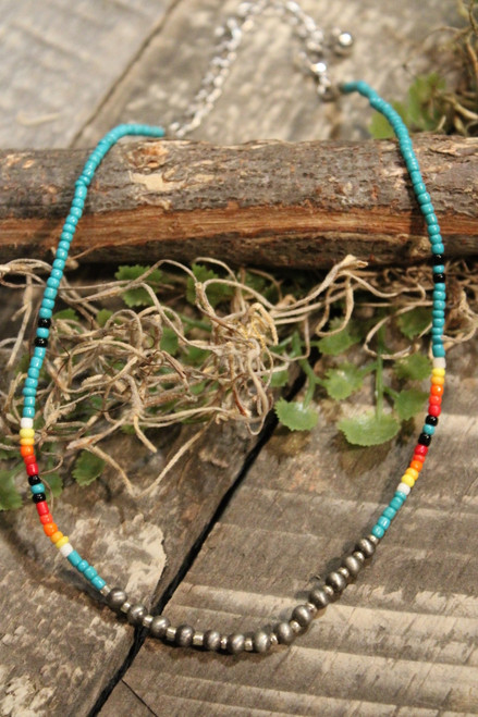 Beaded Harmony Turquoise Necklace 