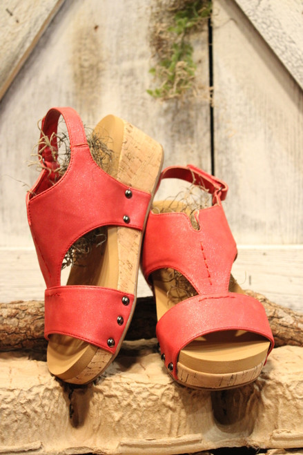 Refreshing Red Wedge Sandals