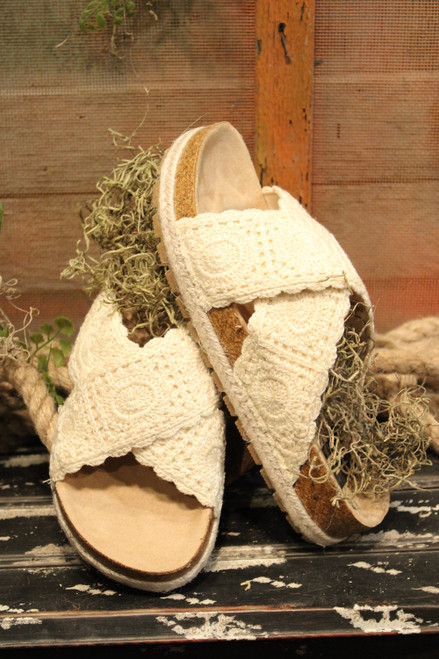 Tacoma Crochet Cream Sandals