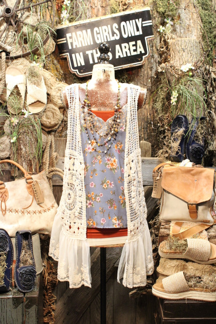 Ivory Crochet and Lace Vest