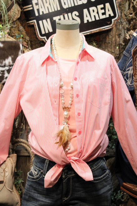 Ariat Kirby Camellia Pink Stripe Button Up