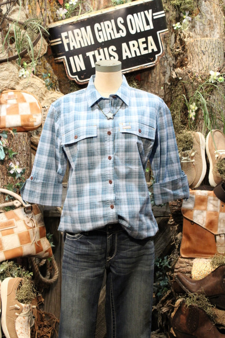 Ariat Rebar Made Clear Sky Button Up