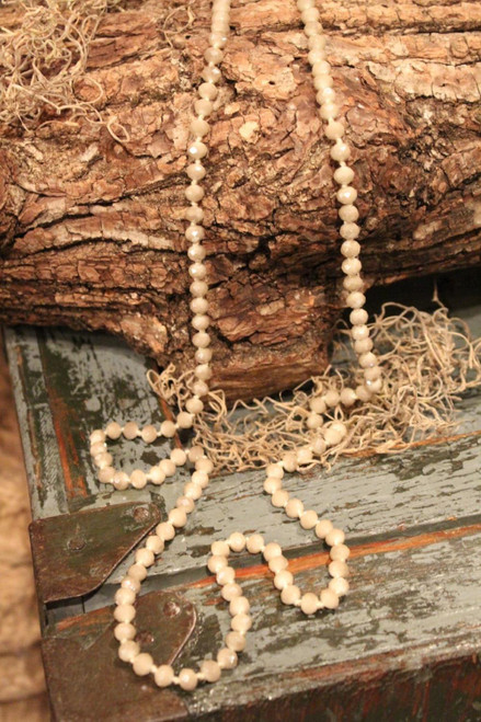 Creamy taupe crystal bead necklace