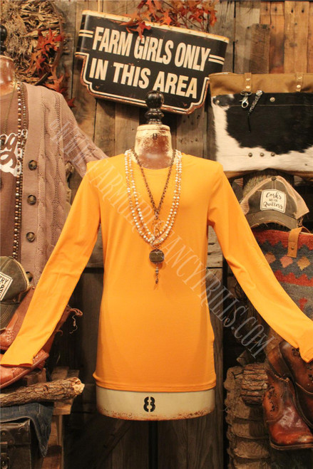 All Layered Up Mustard Long Sleeve Casual Tee