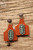 Tagged Turquoise Marquee And Brown Leather Earrings