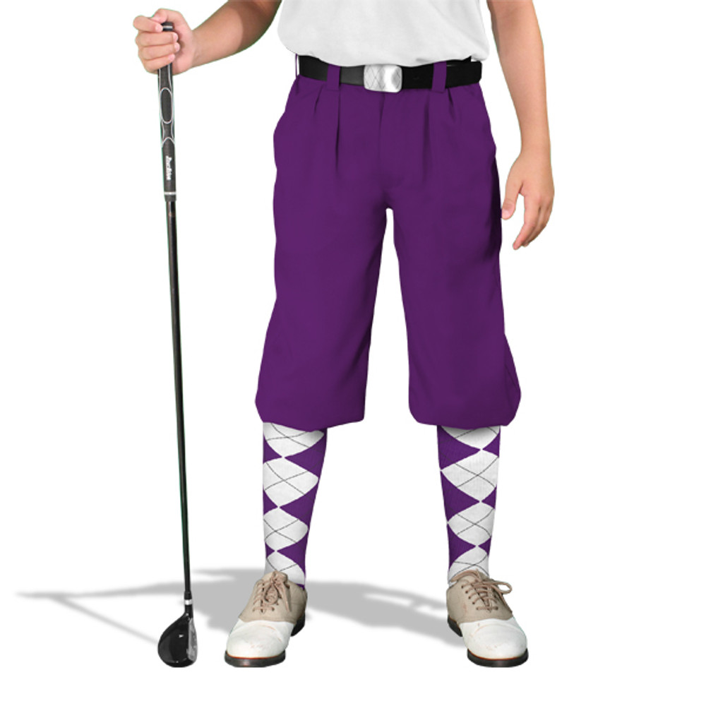 Youth Outdoor Sports Purple Microfiber Golf Knickers Front