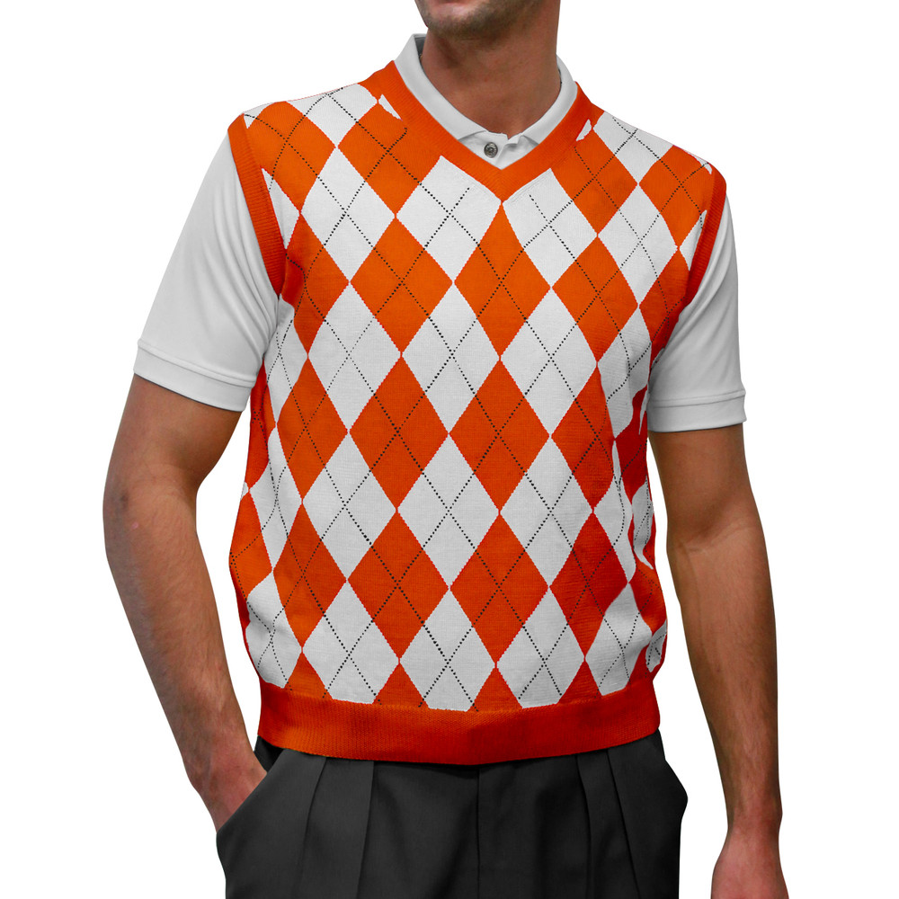 COMME des GARÇONS HOMME PLUS argyle vest Argyle Golf Sweater Vest | Orange/White | Mens