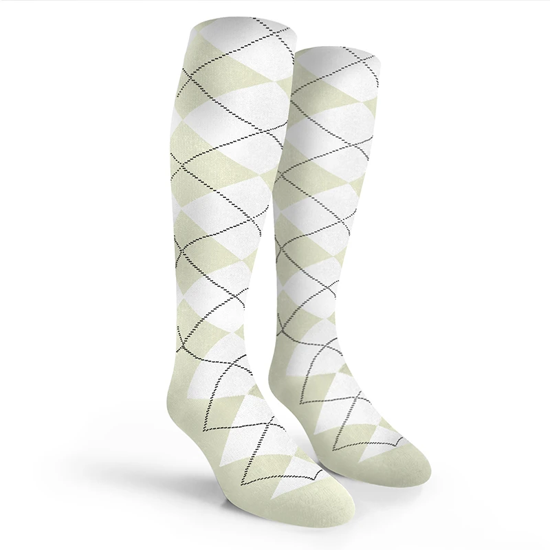 Argyle Socks - Mens Over-the-Calf - T: Natural/White