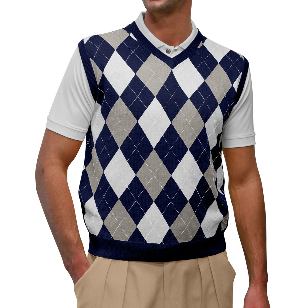 atlast&co Argyle Vest アーガイルベスト　サイズ42 Argyle Golf Sweater Vest | Navy/Taupe/White | Mens
