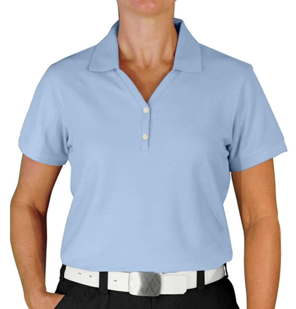 Cotton Pique Golf Shirts | Ladies | Light Blue
