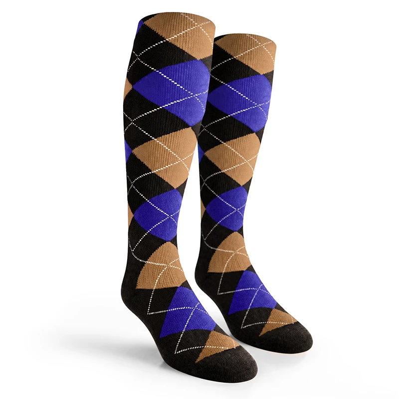 Argyle Socks - Mens Over-the-Calf - TTTT: Black/Royal/Khaki