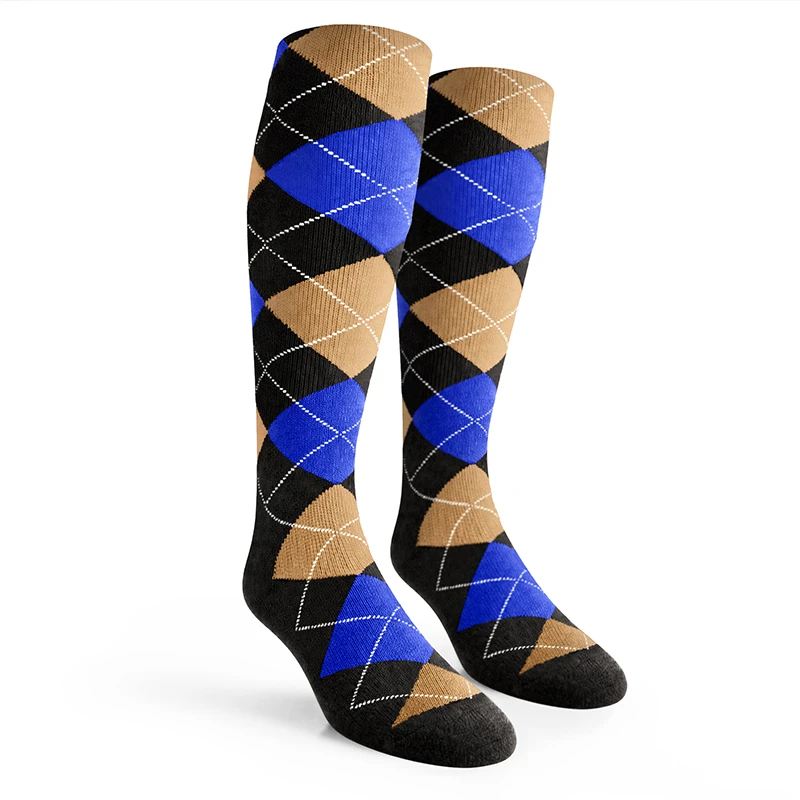 Argyle Socks - Mens Over-the-Calf - TTTT: Black/Royal/Khaki