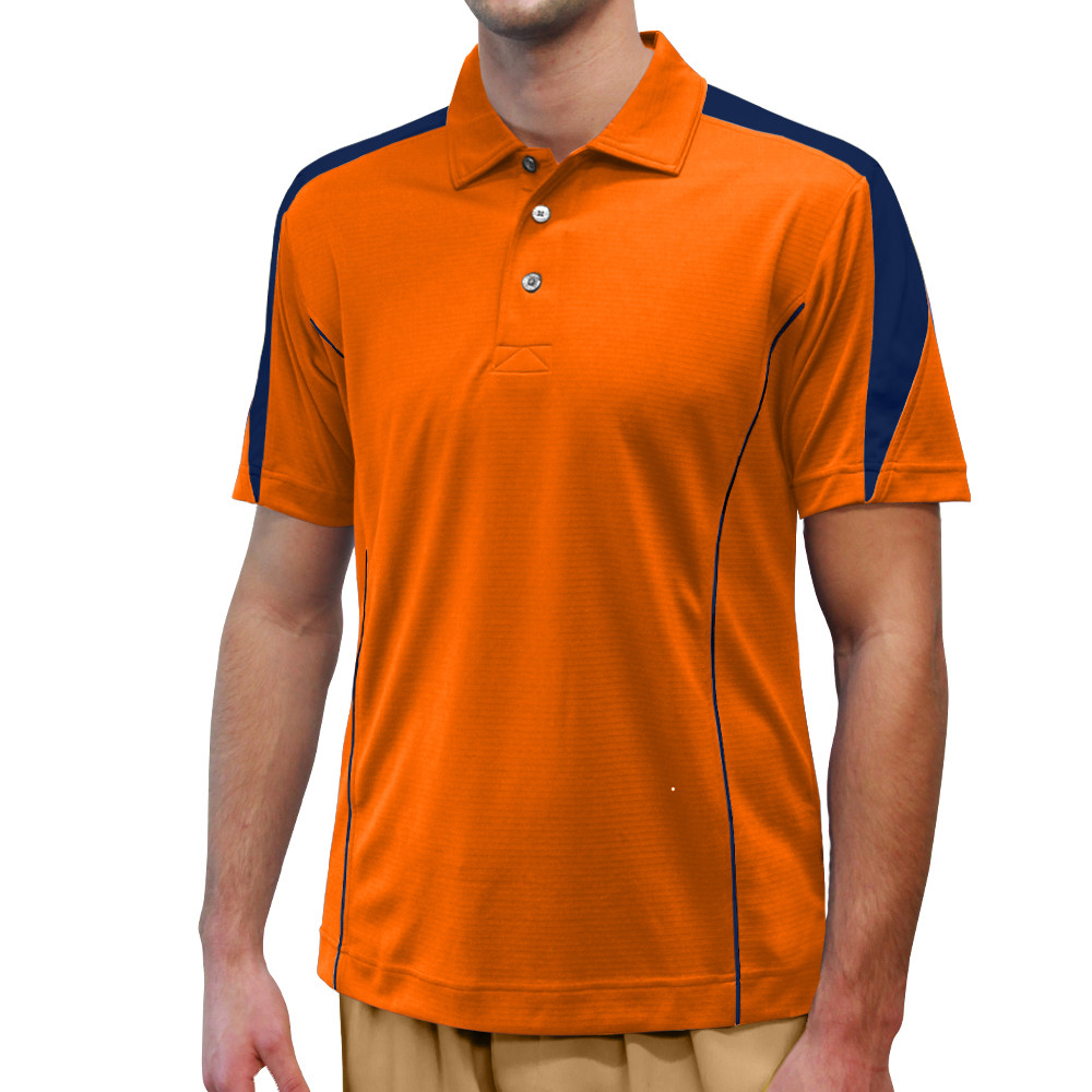 Mens Caddie Golf Shirt - Orange/Navy