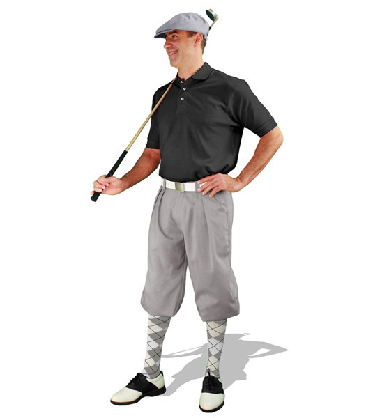 Mens Taupe, Black & White Golf Outfit