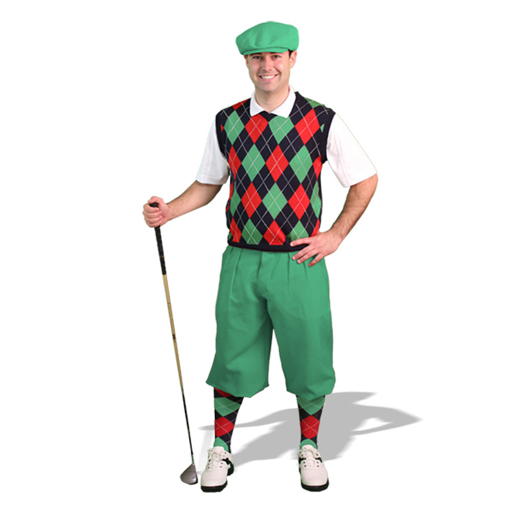 Mens Black/Lime/Red Sweater Golf Outfit