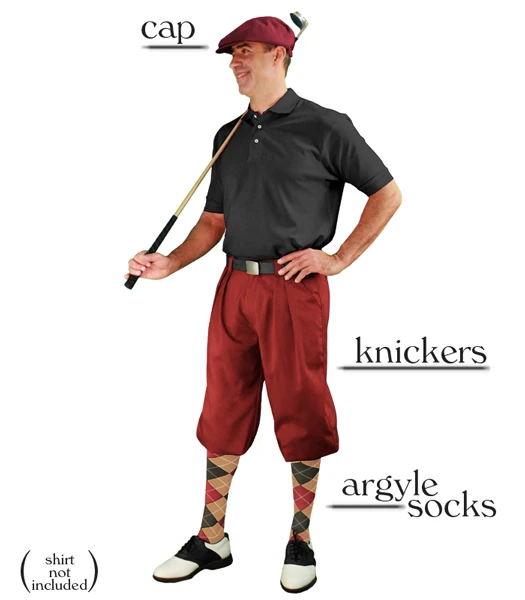Golf Knickers - Mens Maroon Start-in-Style Outfit