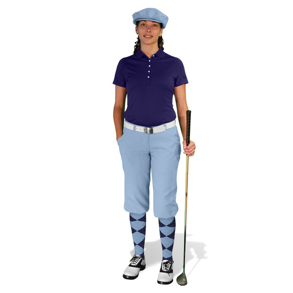 Ladies Light Blue & Navy Golf Outfit
