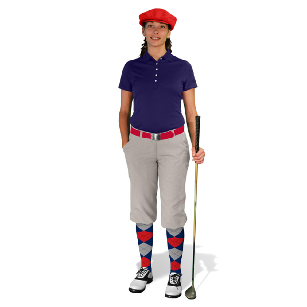 Ladies Taupe, Navy & Red Outfit