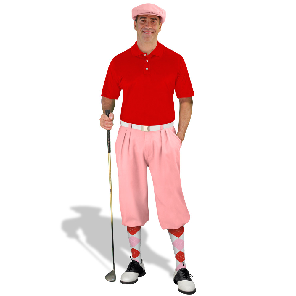 Mens Pink and Red Golf Outfit