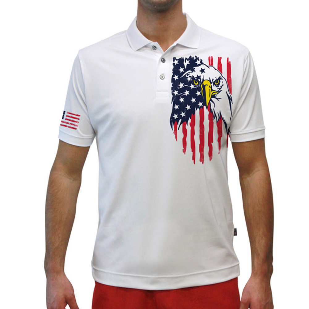 Mens USA Patriot Heroes Golf Shirt - Eagle Head
