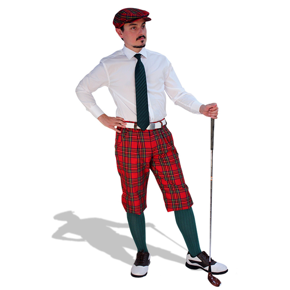 Dress Shirt Golf Outfit - Mens Royal Stewart & Green with Green Tie