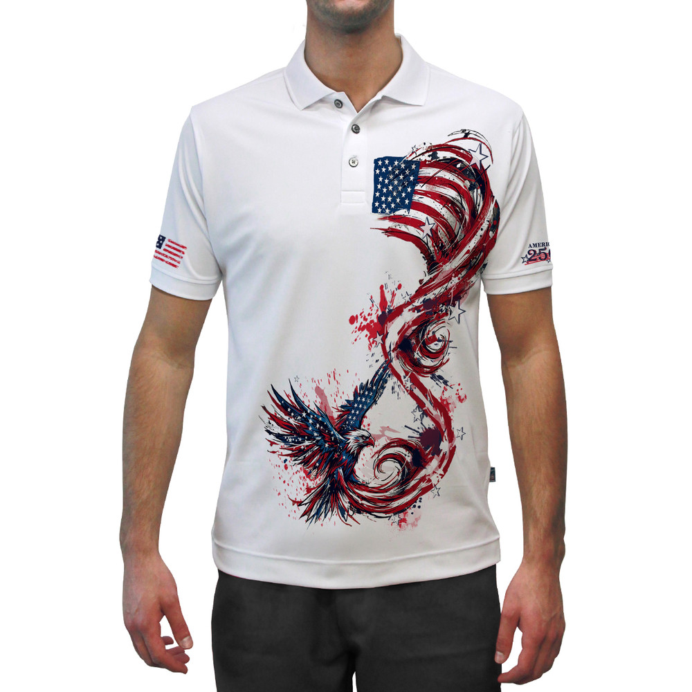 USA Patriot Heroes Golf Shirt - Eagle American Flag 250 Utopia