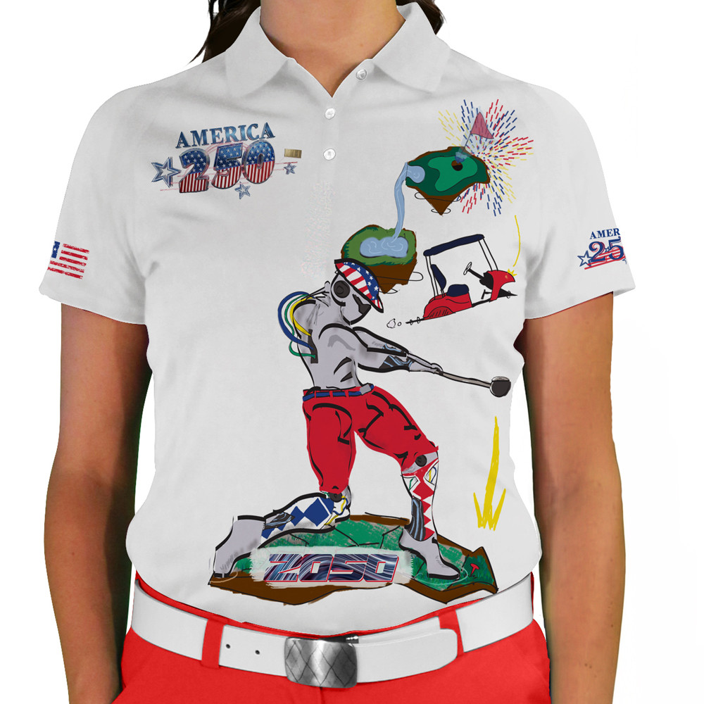 Ladies USA Patriot Heroes 250 Golf Shirt - Future Robot 2050 Putter Pal