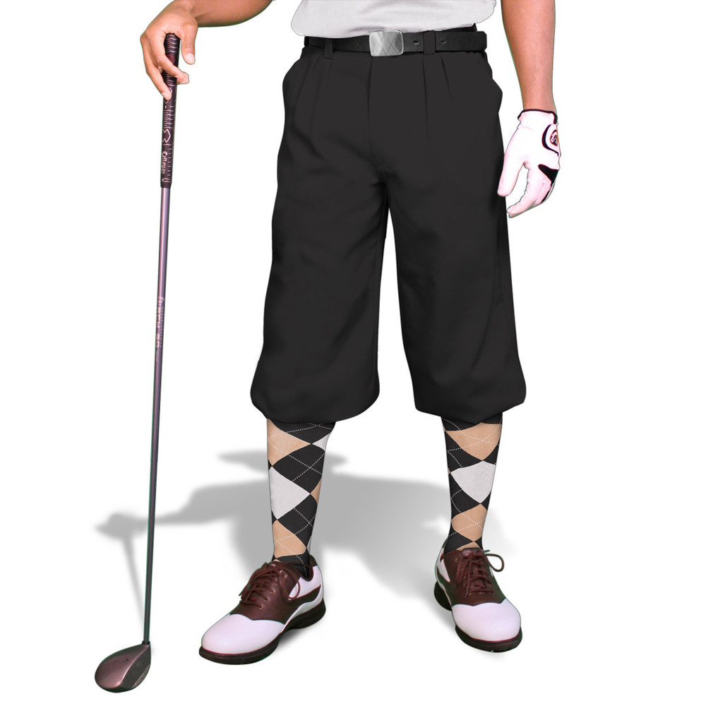 Mens Outdoor Sports Black Microfiber Golf Knickers Front