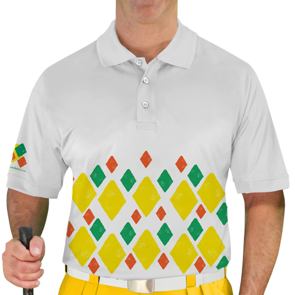 Mens Arcadia Arcadia Golf Shirt - 5F: Yellow/Orange/Lime