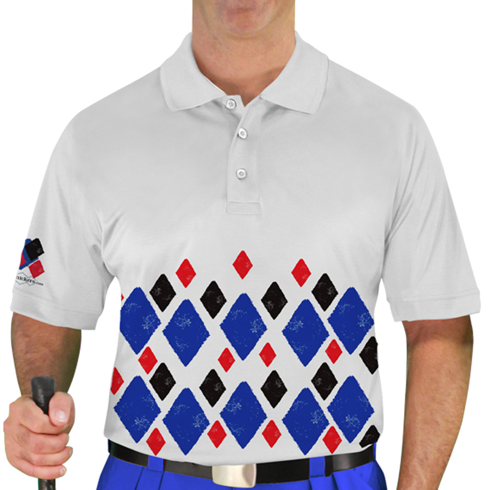 Mens Argyle Arcadia Golf Shirt - 5J: Royal/Red/Black