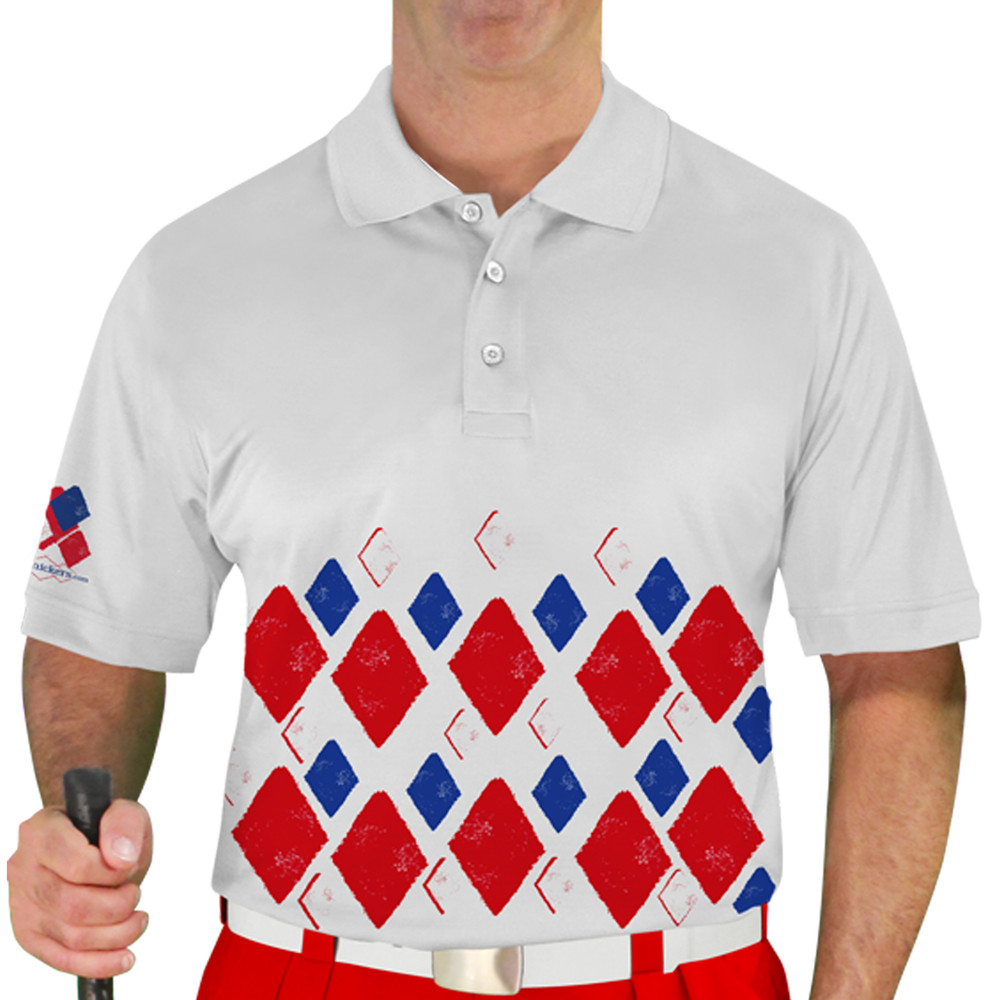 Mens Argyle Arcadia Golf Shirt - 5K: Red/White/Royal