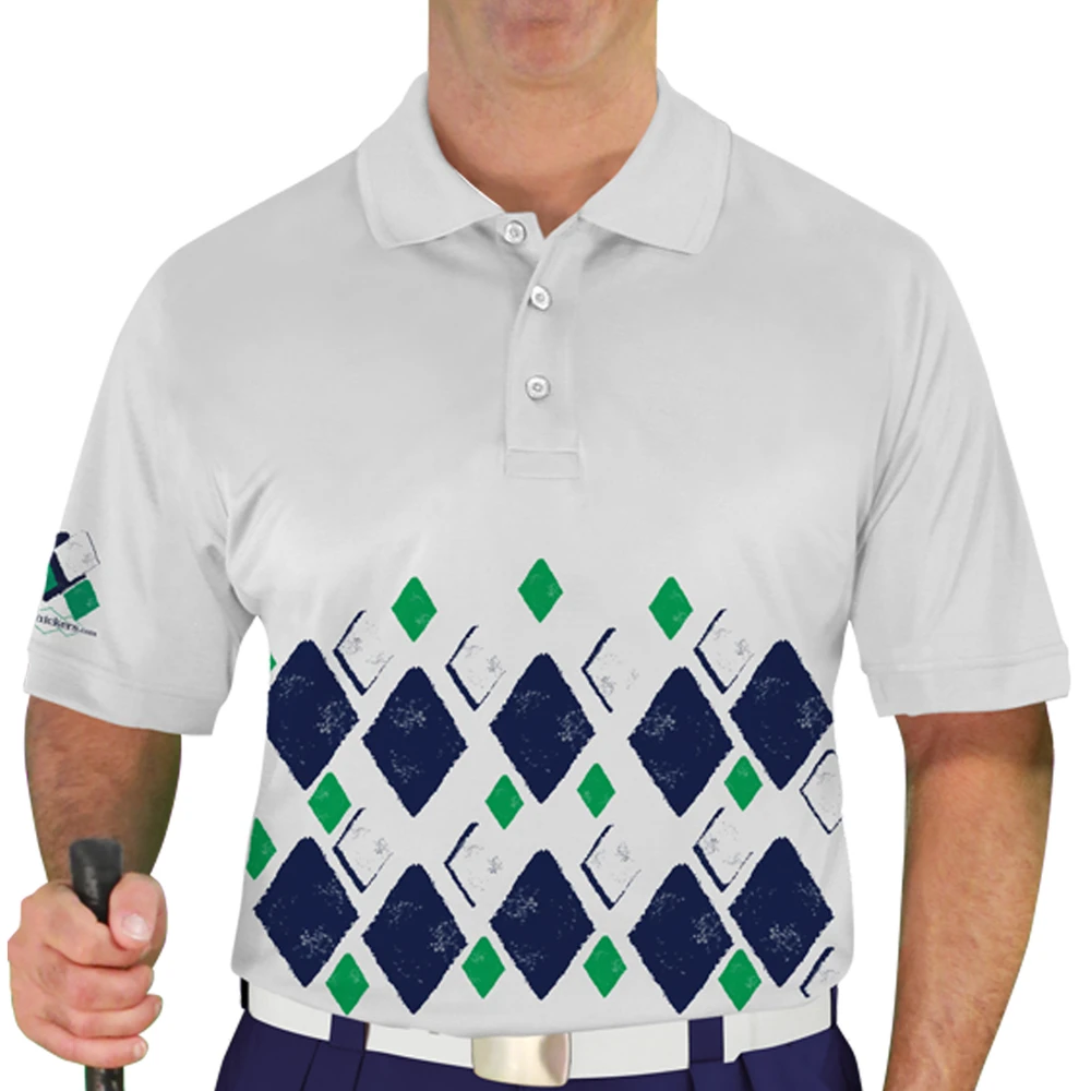 Mens Argyle Arcadia Golf Shirt - 5N: Navy/Lime/White