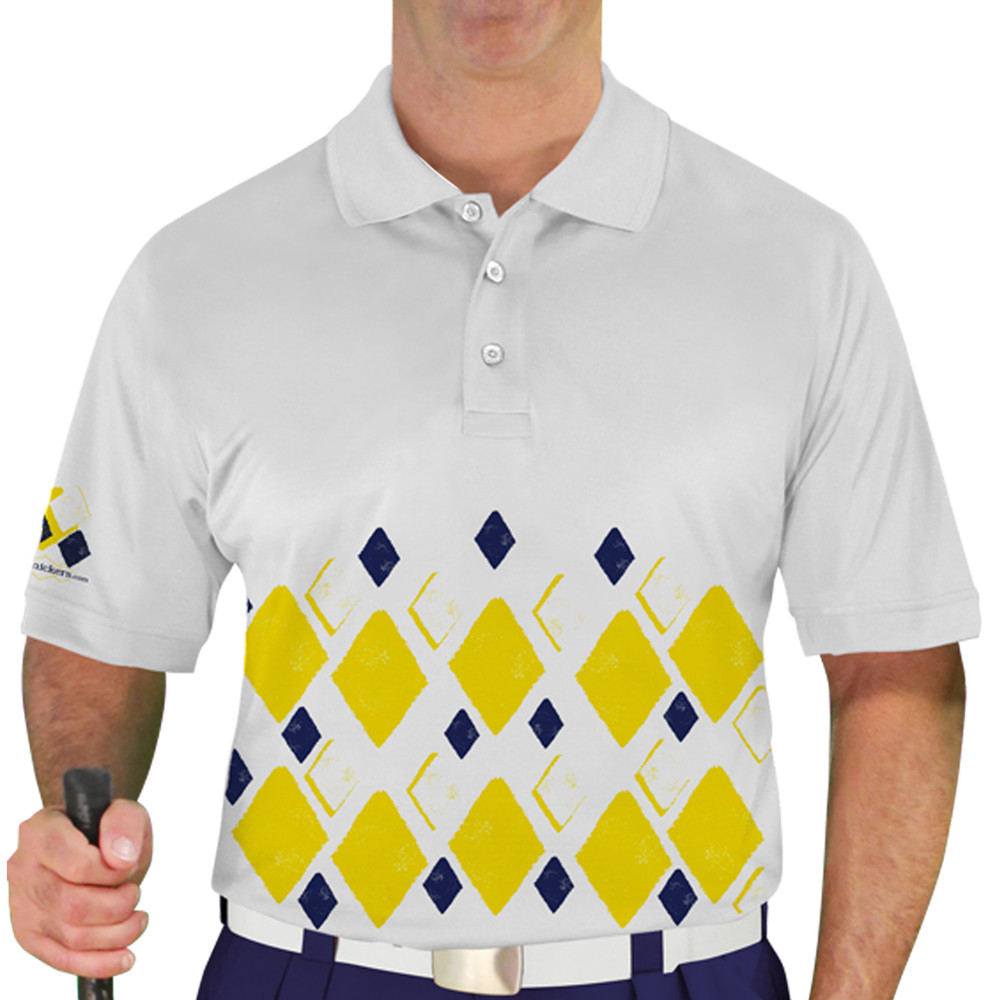 Mens Argyle Arcadia Golf Shirt - 5Z: Yellow/Navy/White