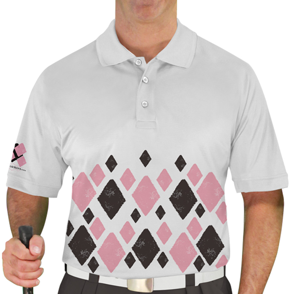 Mens Argyle Arcadia Golf Shirt - 6A: Charcoal/Pink