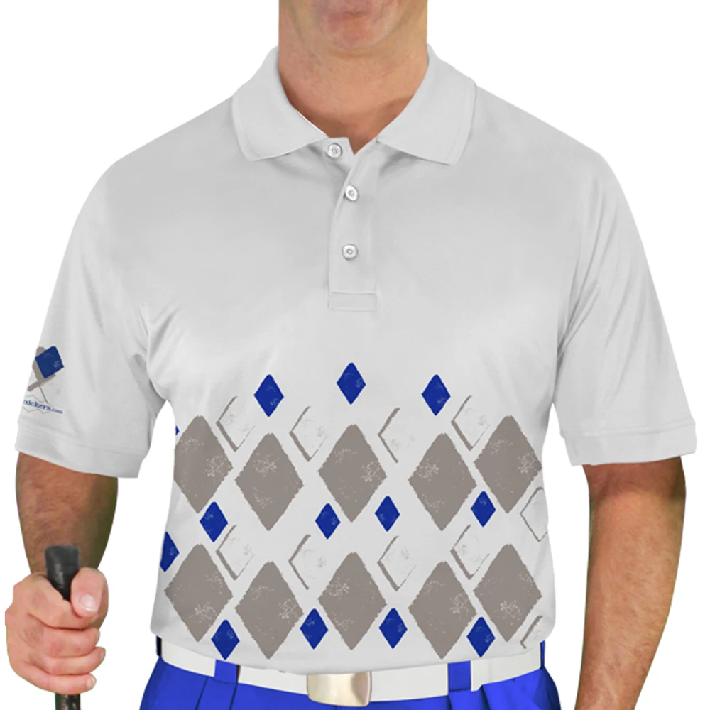 Mens Argyle Arcadia Golf Shirt - 6G: Taupe/White/Royal