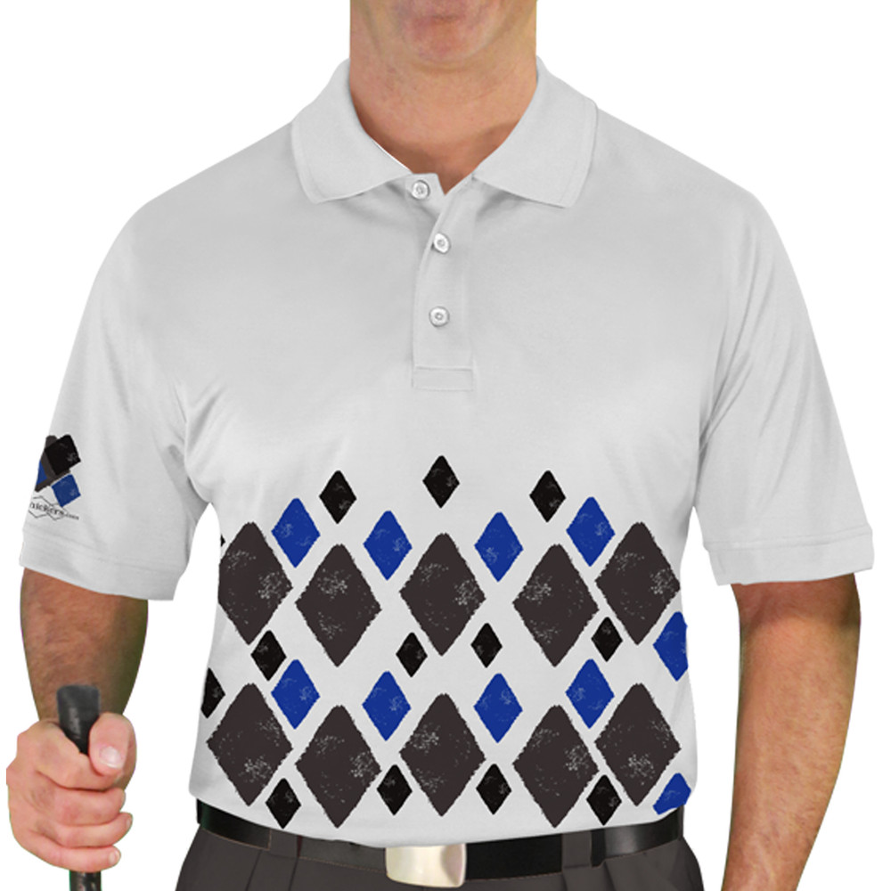 Mens Argyle Arcadia Golf Shirt - 6H: Charcoal/Black/Royal
