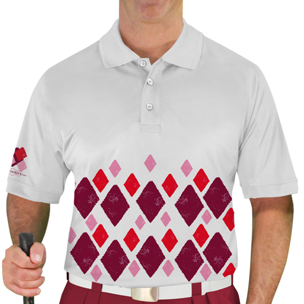 Mens Argyle Arcadia Golf Shirt - 6V: Maroon/Pink/Red