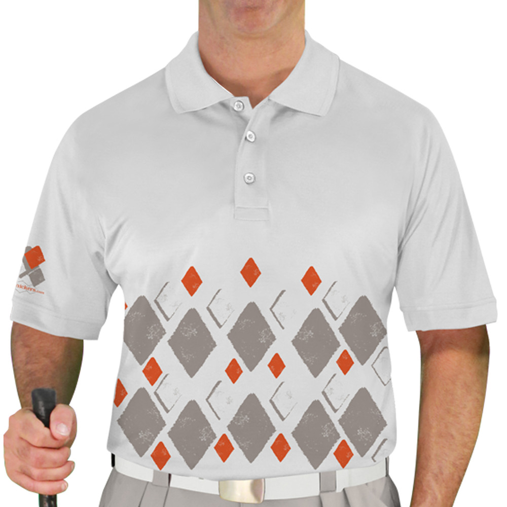 Mens Argyle Arcadia Golf Shirt - 6X: Taupe/Orange/White