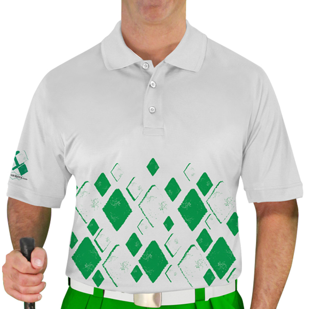 Mens Argyle Arcadia Golf Shirt - AA: Lime/White