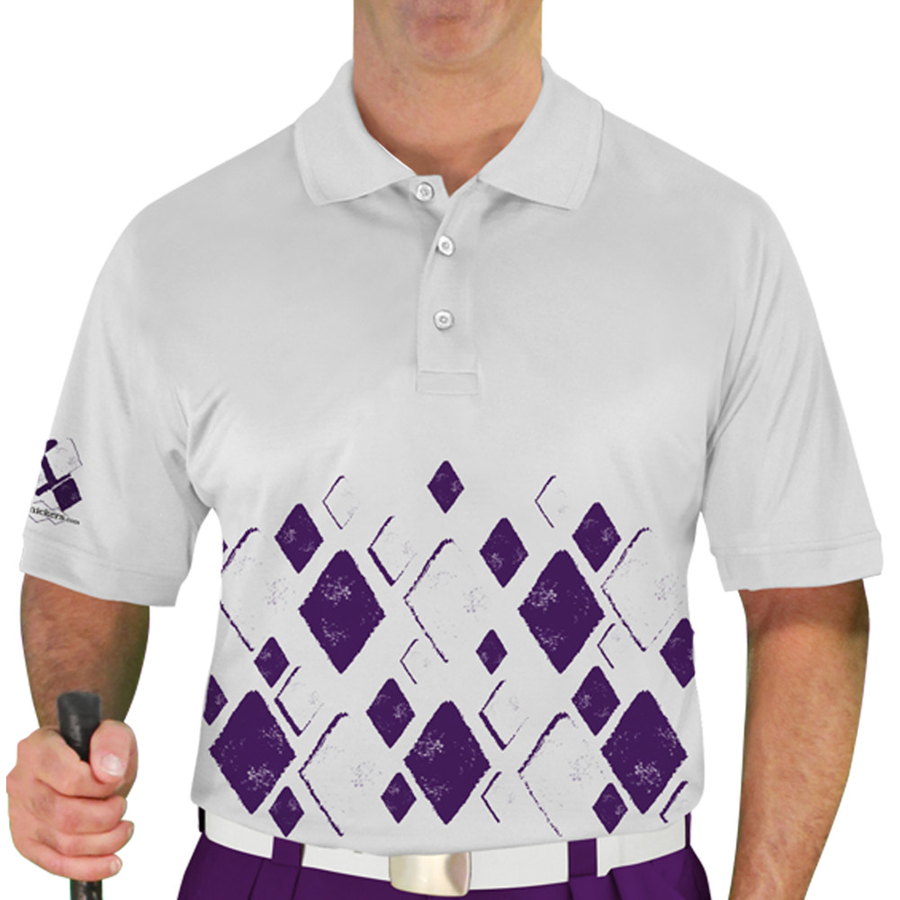 Mens Argyle Arcadia Golf Shirt - BB: Purple/White