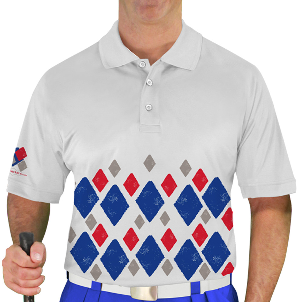 Mens Argyle Arcadia Golf Shirt - BBBB: Royal/Taupe/Red