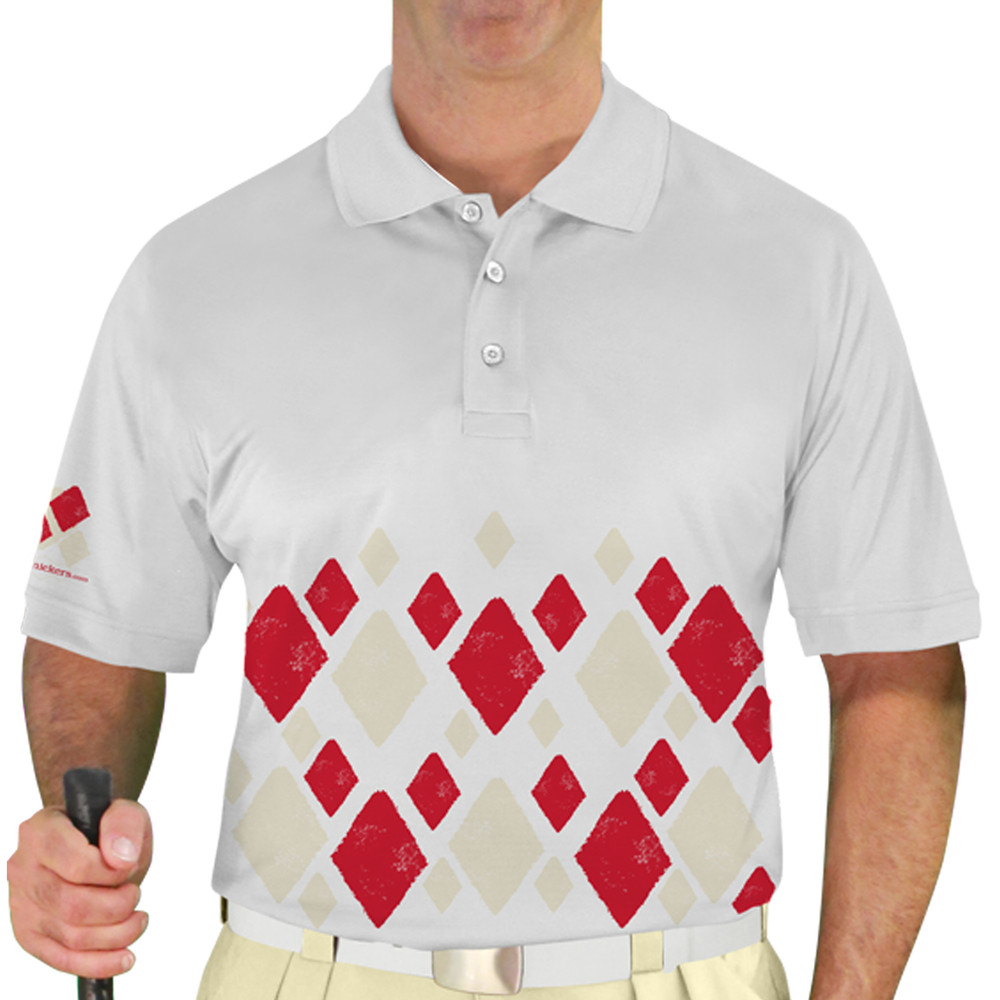 Mens Argyle Arcadia Golf Shirt - DDD: Natural/Red