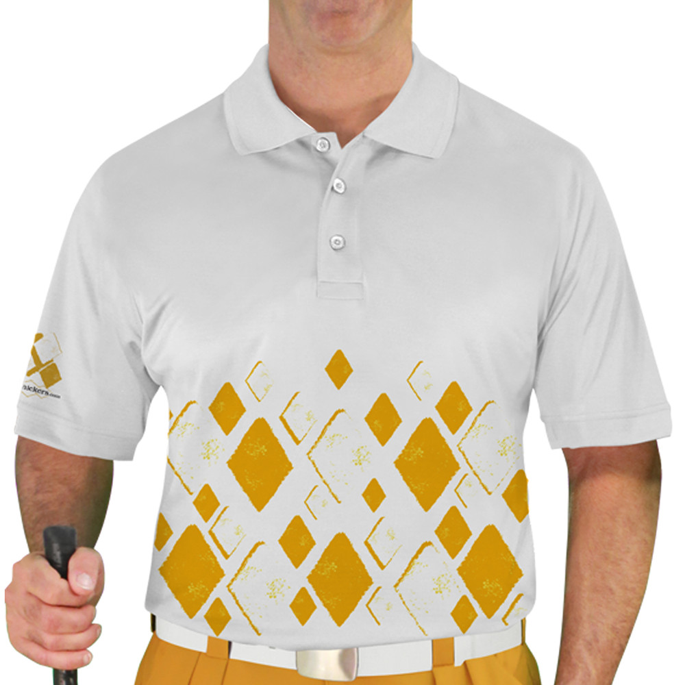 Mens Argyle Arcadia Golf Shirt - FFF: Gold/White