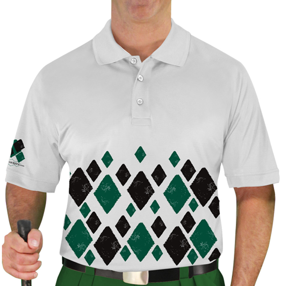 Mens Argyle Arcadia Golf Shirt - GG: Dark Green/Black