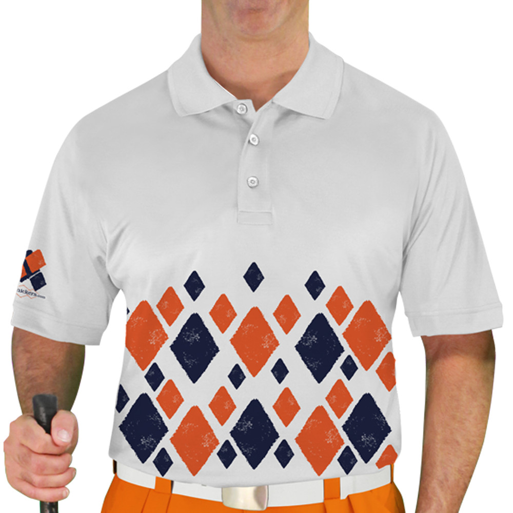 Mens Argyle Arcadia Golf Shirt - HH: Navy/Orange
