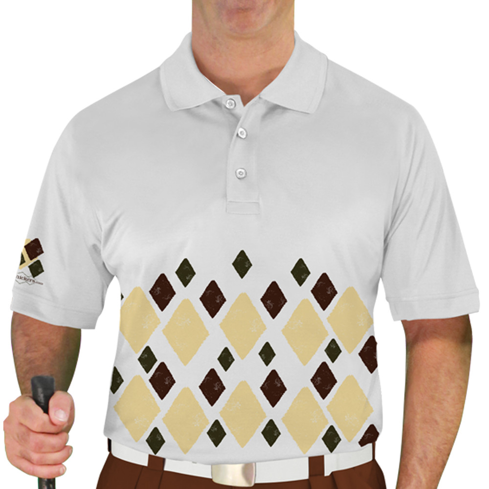 Mens Argyle Arcadia Golf Shirt - J: Butter/Olive/Brown